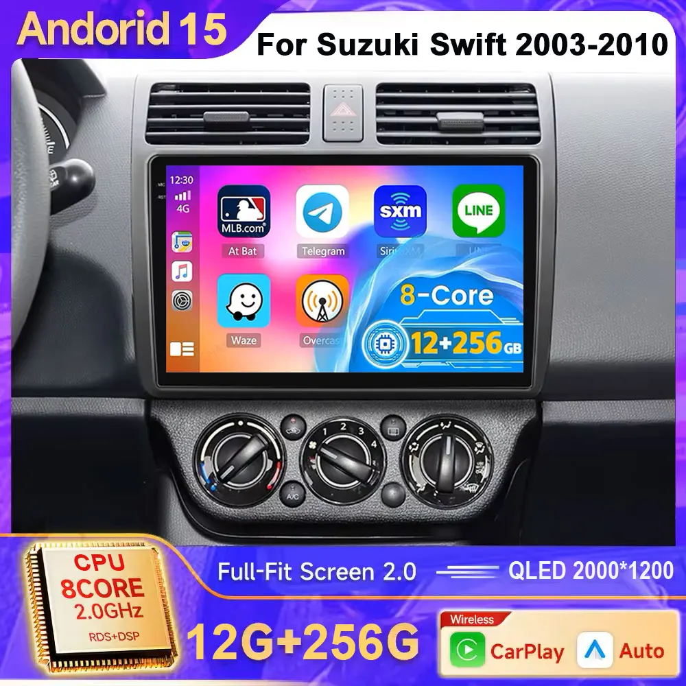 

2din Android 15 Автомобильный радиоприемник для Suzuki Swift 2003-2006 2007 2008 2009 2010 Мультимедийный плеер Carplay Стерео GPS DVD Головное устройство