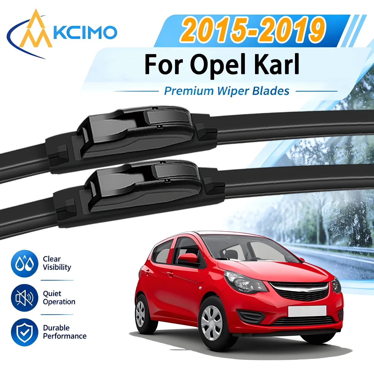 KCIMO Sturdy HD Car Windscreen Wipers for Opel Karl 2015-2019 Quiet Performance Front Windshield Auto Wipers Blade Accessories