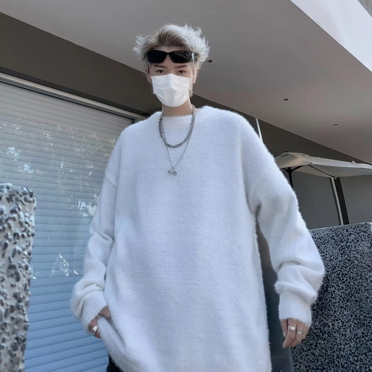 

Casual Loose round Ne Sweater Men's Autumn Winter Faion Color Knitted Top Comfortable Soft Polyester Base irt