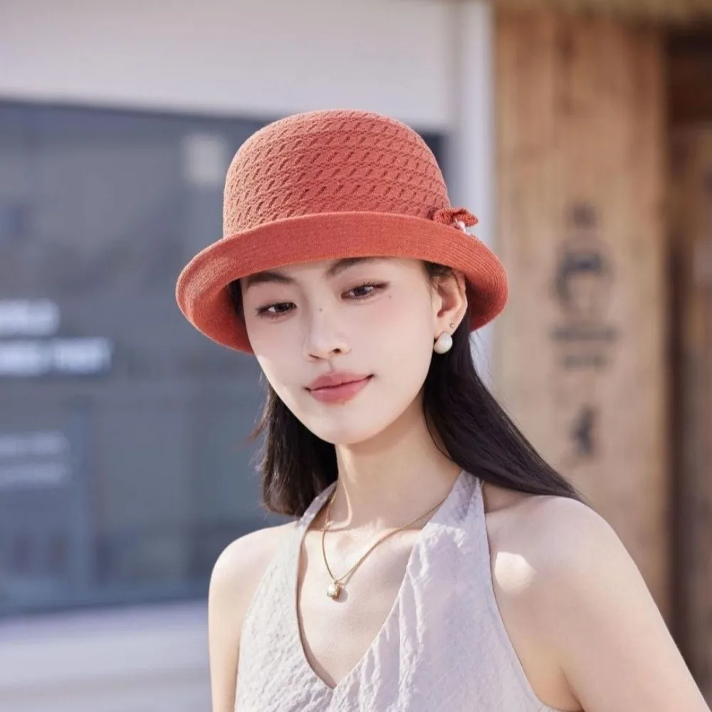 

Artistic Round-Top Sun Hat Polyester Elegant Middle-aged Mother Hat Flowers Lightweight Bucket Hat Shopping Malls