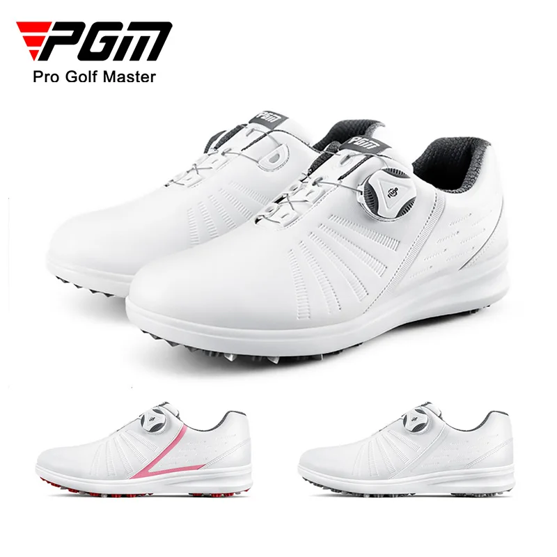 

PGM Golf Shoes for Women Round Toe Wear Resistant Rubber Microfiber Leather Spiked Anti Slip Golf Sneakers