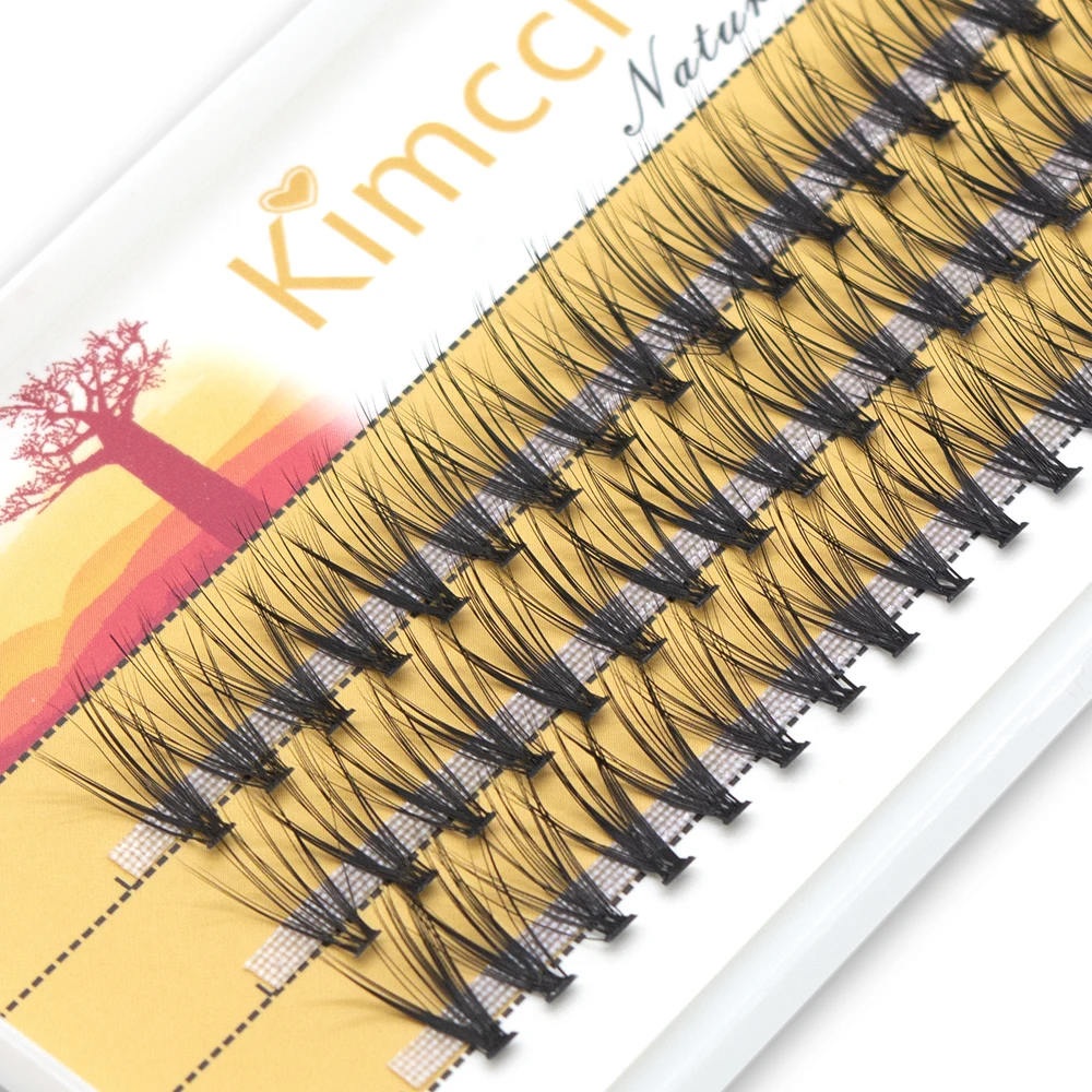 Kimcci 60 Bundles Mink Eyelash Extension Natural 20P L Russian Volume Faux Eyelashes Individual 20D Cluster Lashes Makeup Cilia