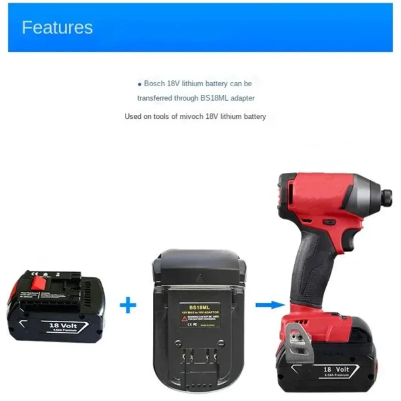 Battery Converter for Milwaukee 18V Tool BS18ML Battery Adapter Simple Structure Multifunctional Universal Cordless Power Tool