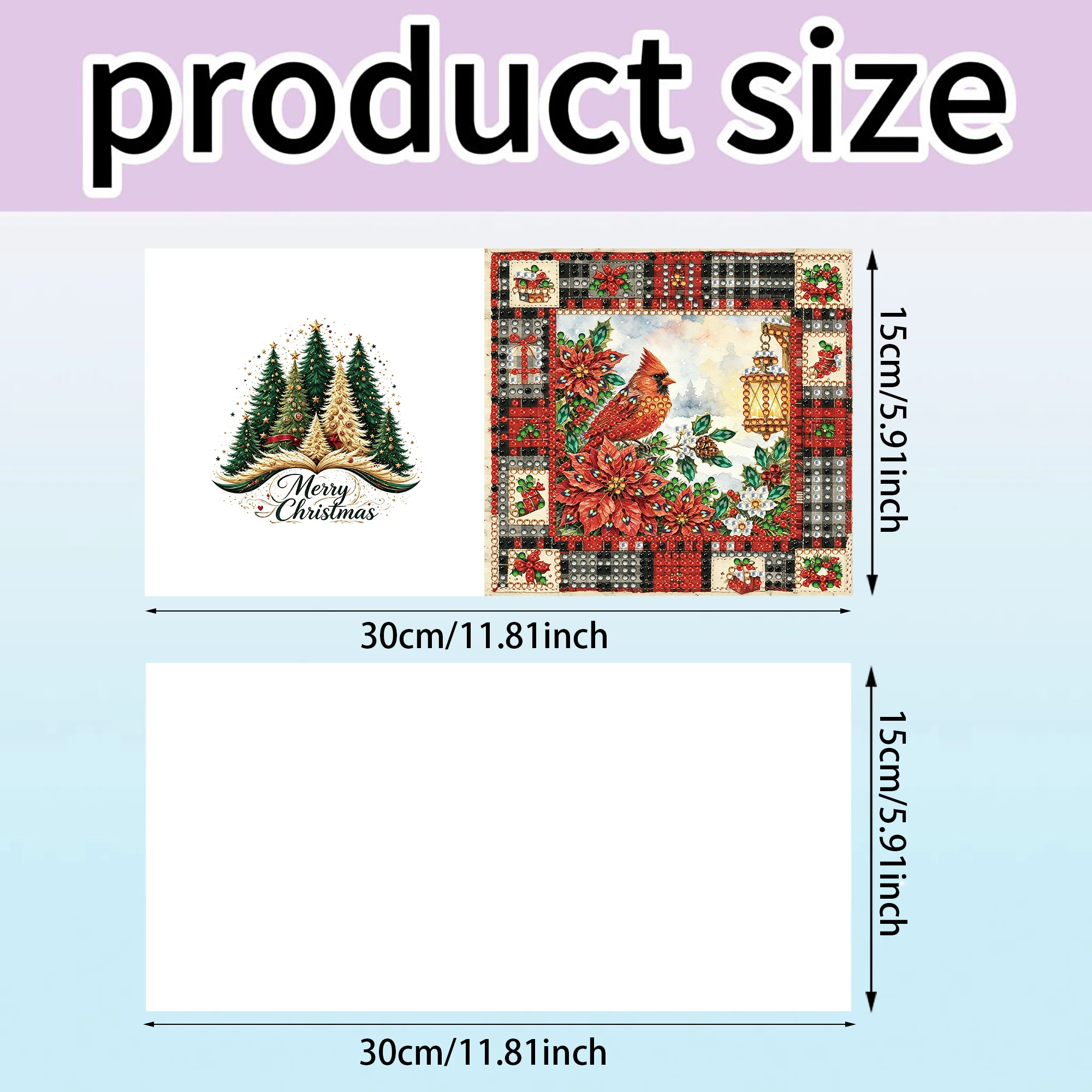 6-Piece DIY Diamond Painting Greeting Card with Envelope, Wishes and Wishes, Christmas Theme Unique Design