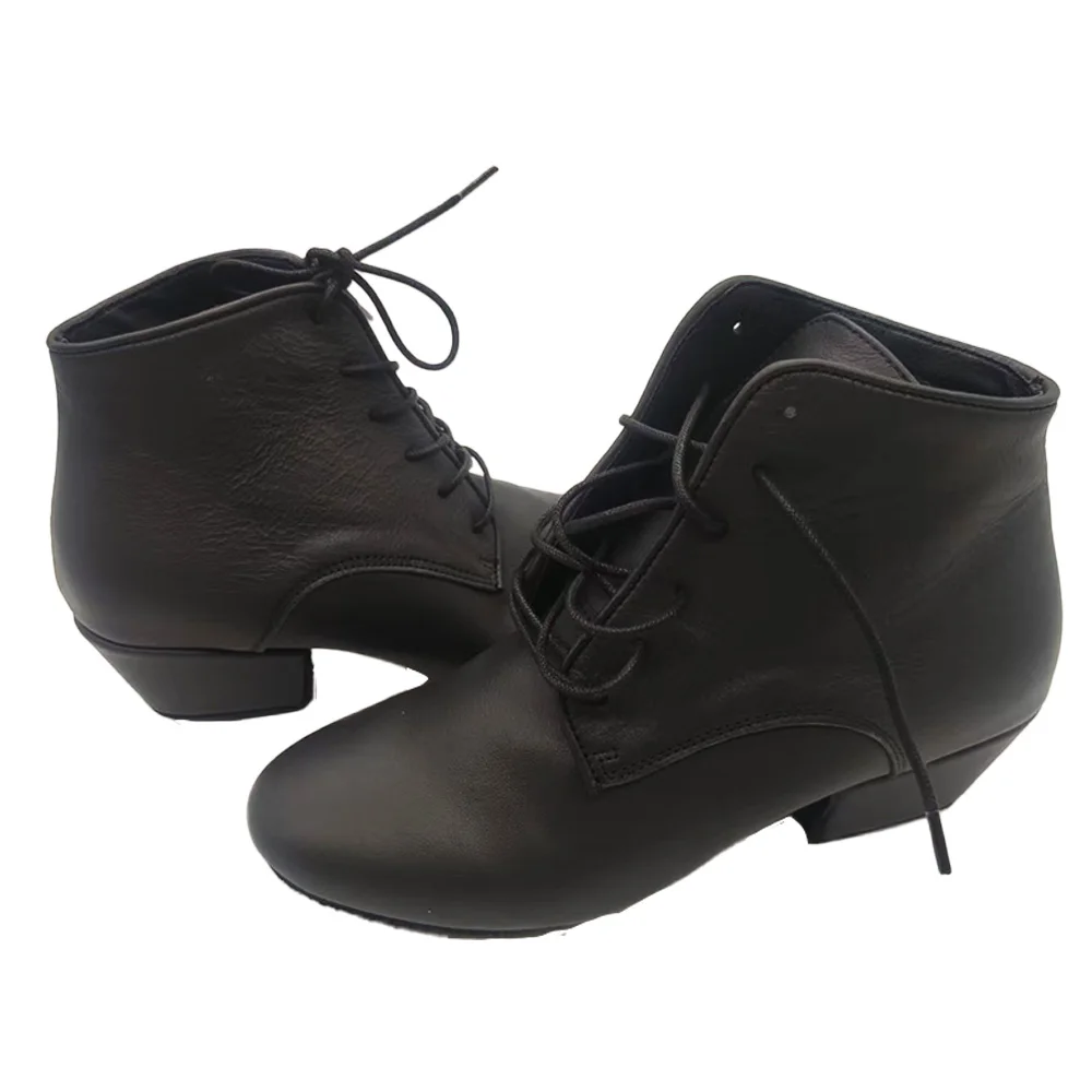 Practice Black Leather Short Latin Dance Boots Split Sole Salsa Ballroom Party Dancing Shoes Sport Sneaker Western Line Dancing