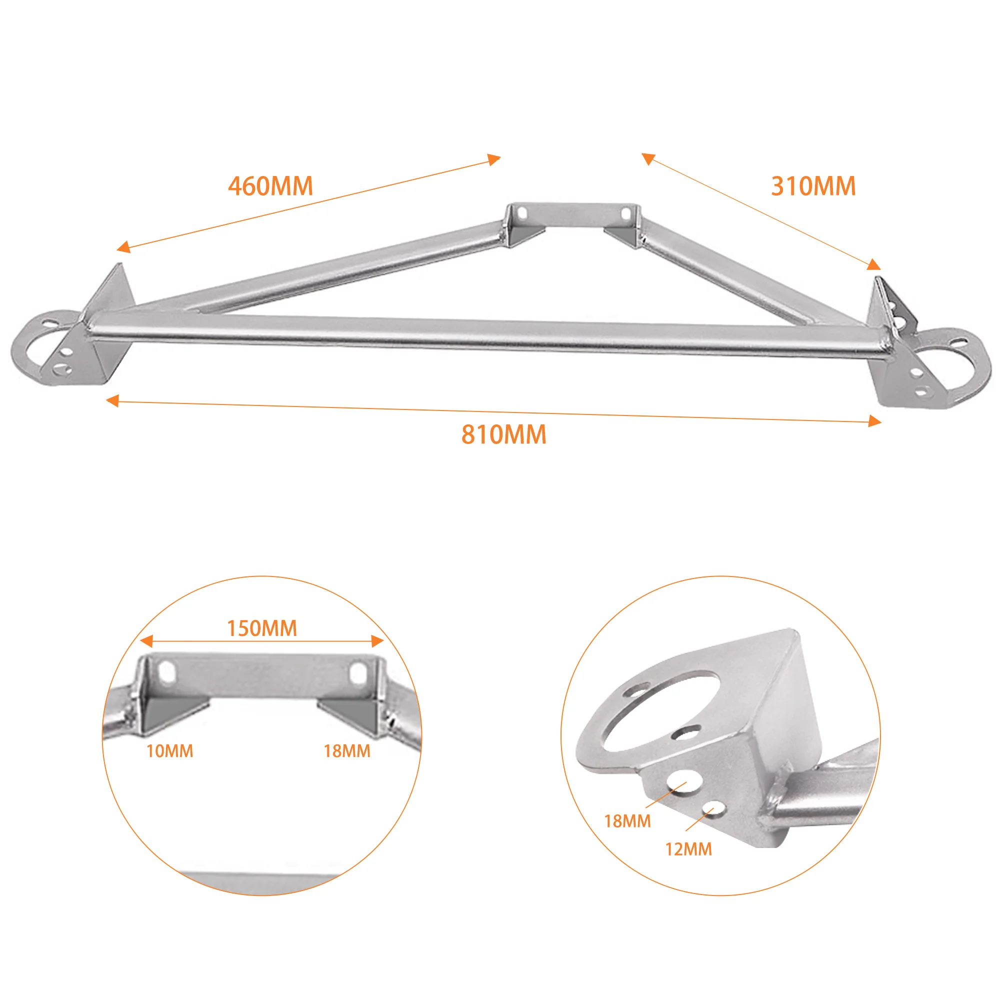 3 Points Front Upper Strut Tower Brace Bar for Honda Civic Del Sol EG EK 92-00 For Acura Integra DC2 CRX Del Sol Steel Stability