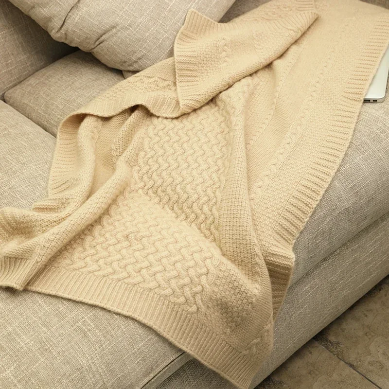 luxury 100% CASHMERE baby blanket custom moving home hotel travel sofa bed knitted kids throw blanket