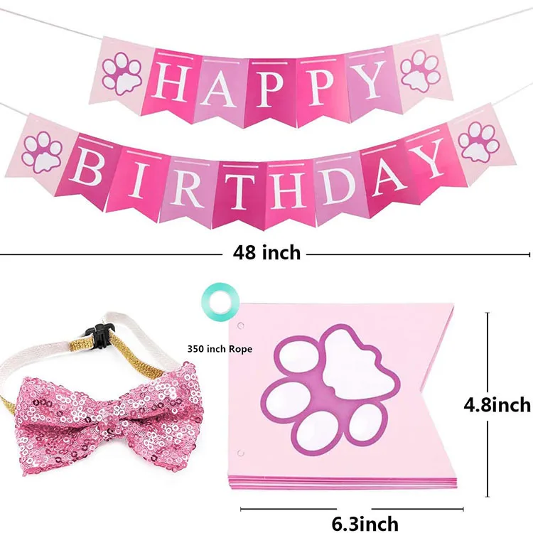 Pet Party Decoration Set Dog Birthday Triangle Scarf Hat Tie Dog Birthday Decoration Supplies