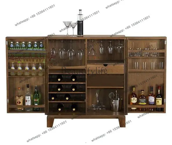 

American country European solid wood, wine rack, tea storage side cabinet, cupboard