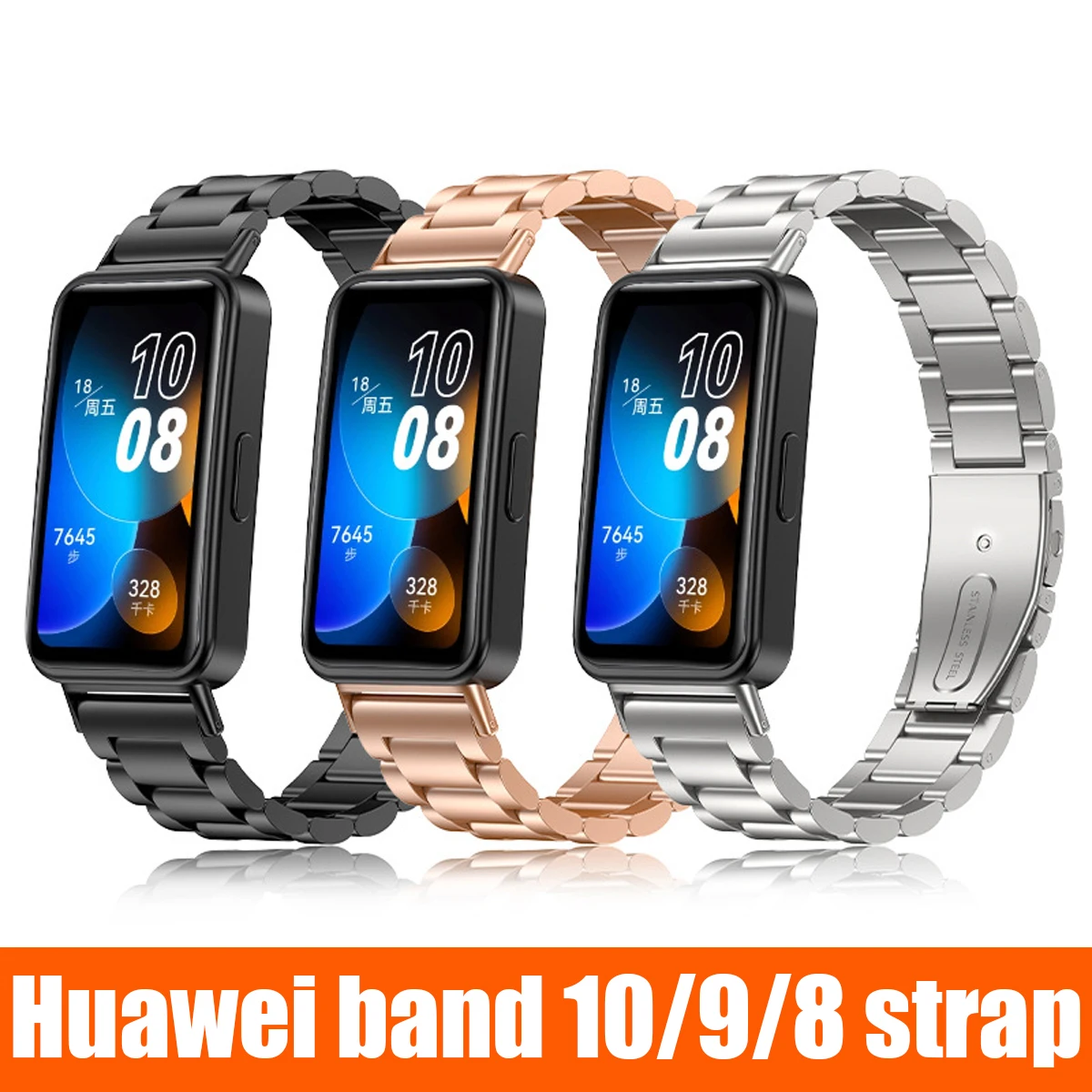 

Ремешок из нержавеющей стали для Huawei Band 10 9 8, женский и мужской ремешок для часов, петля для Huawei Band 10 9 8, замена с инструментом
