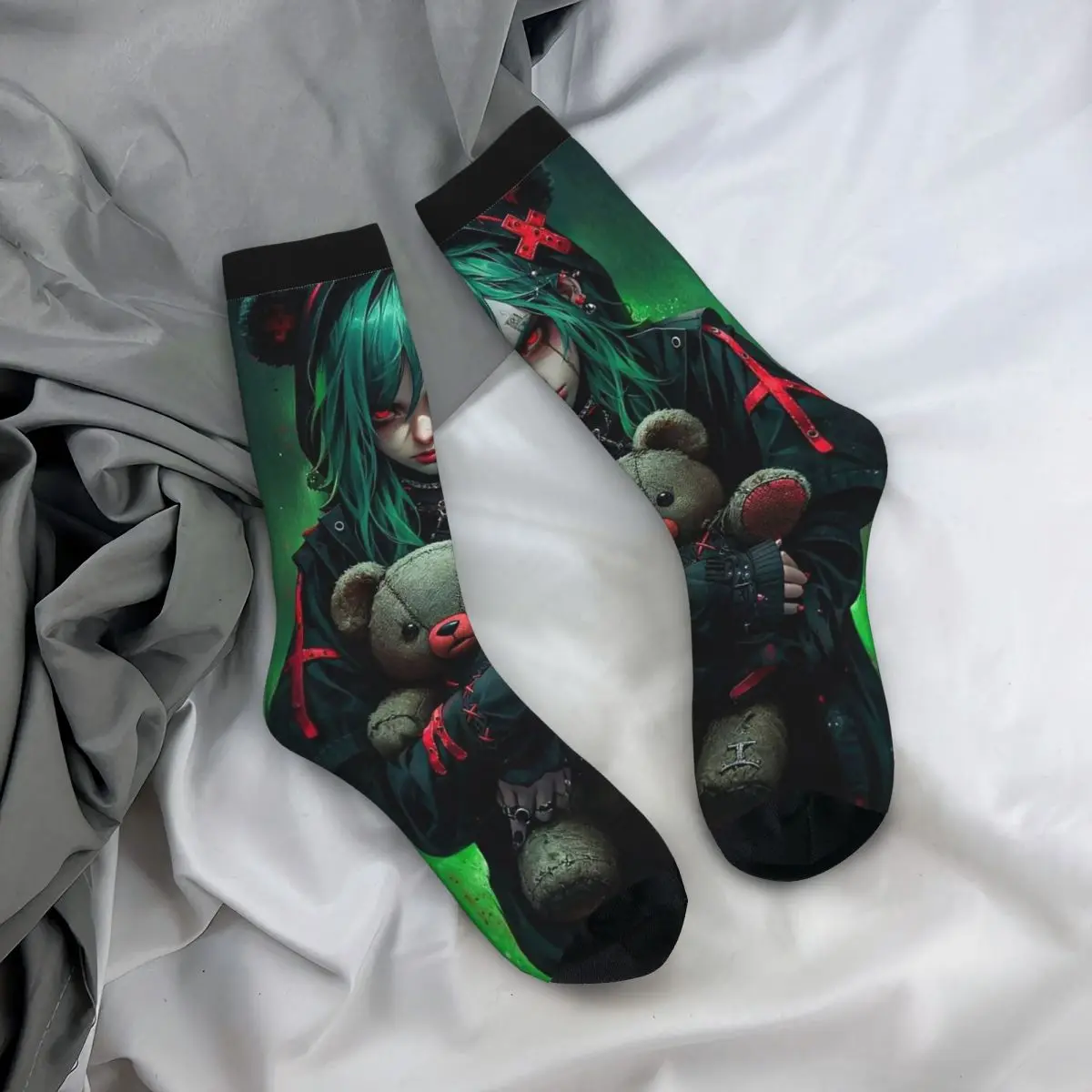 

All Seasons Crew Stockings Cartoon Zombie Girl And Doll Sock Crazy Hip Hop Long Socks Accessories for Men Women Birthday Present