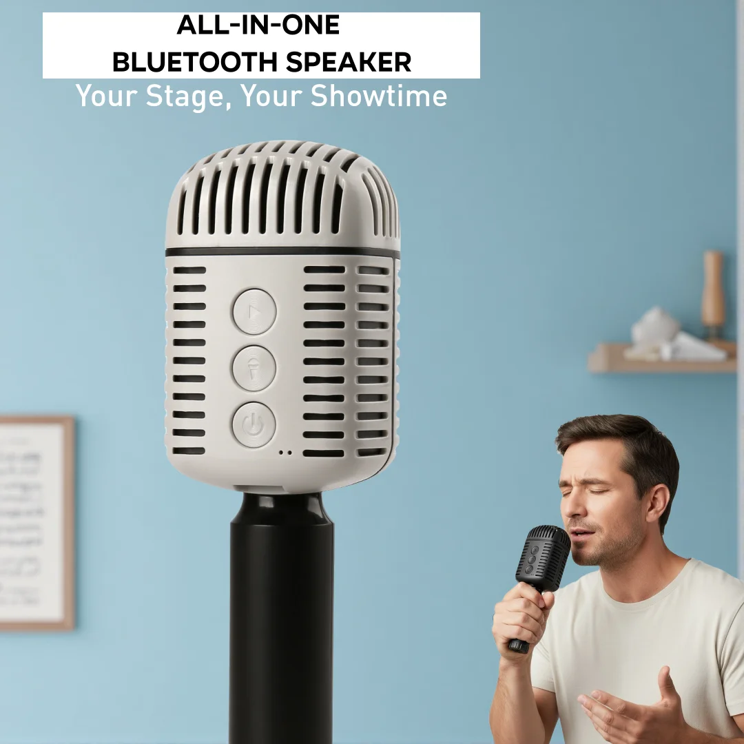 ポータブルカラオケスピーカーマイク、大容量バッテリー搭載ワイヤレスBluetoothマイク、HIFIサウンド、マジックボイス、大人、子供向け