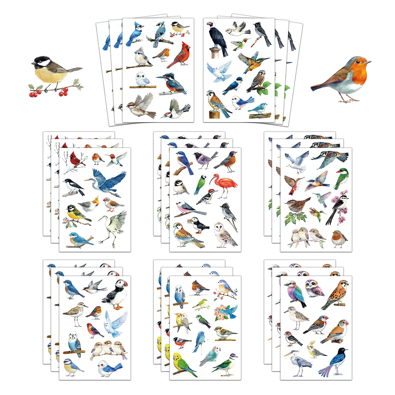 

8PCS Bird Stickers DIY Accounting Materials Phone Cases Laptops Suitcases Water Bottles Waterproof Stickers