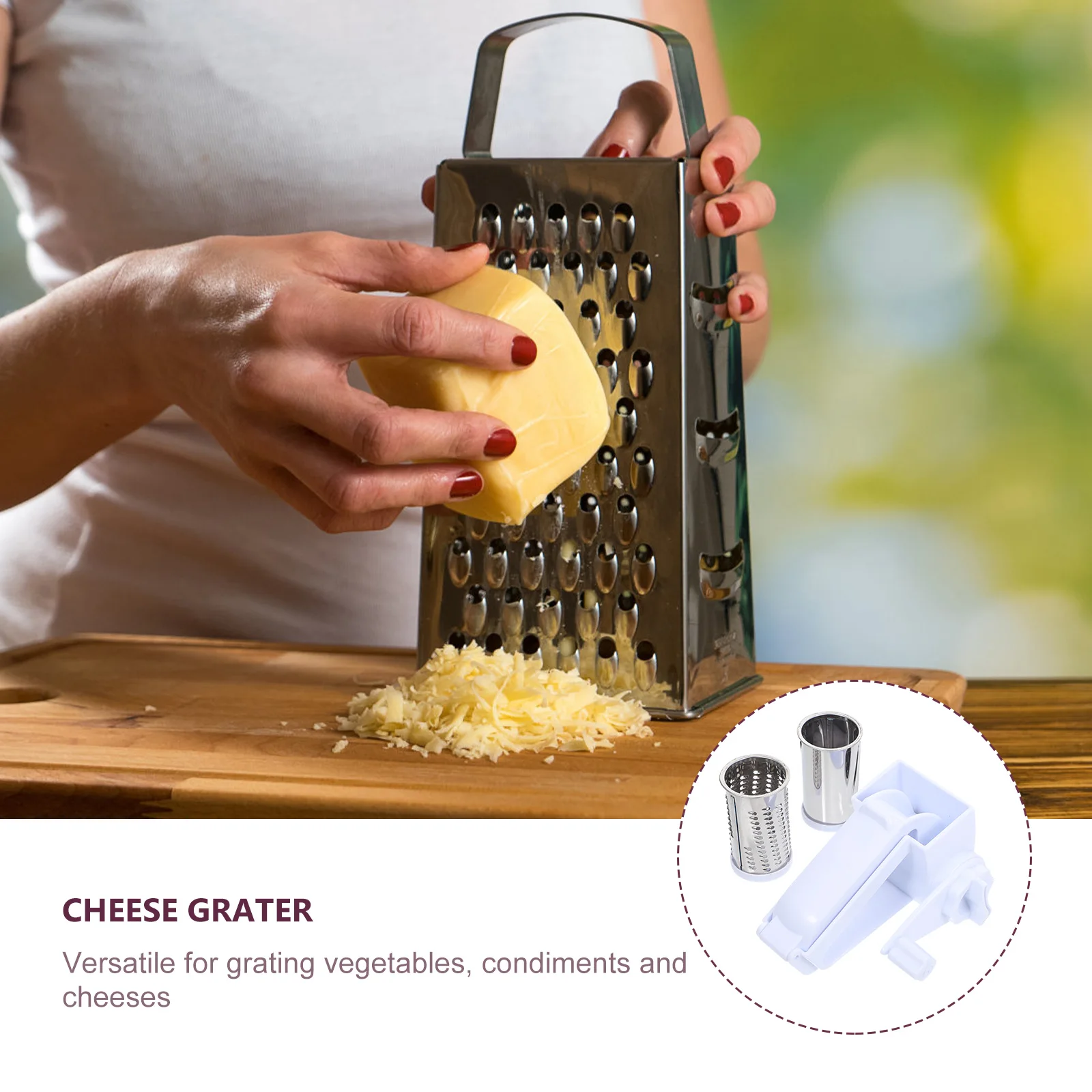 

Cheese Grater Tool Stainless Steel PP Material Kitchen Accessory Cheese Slicing Dicing Machine Home Supply
