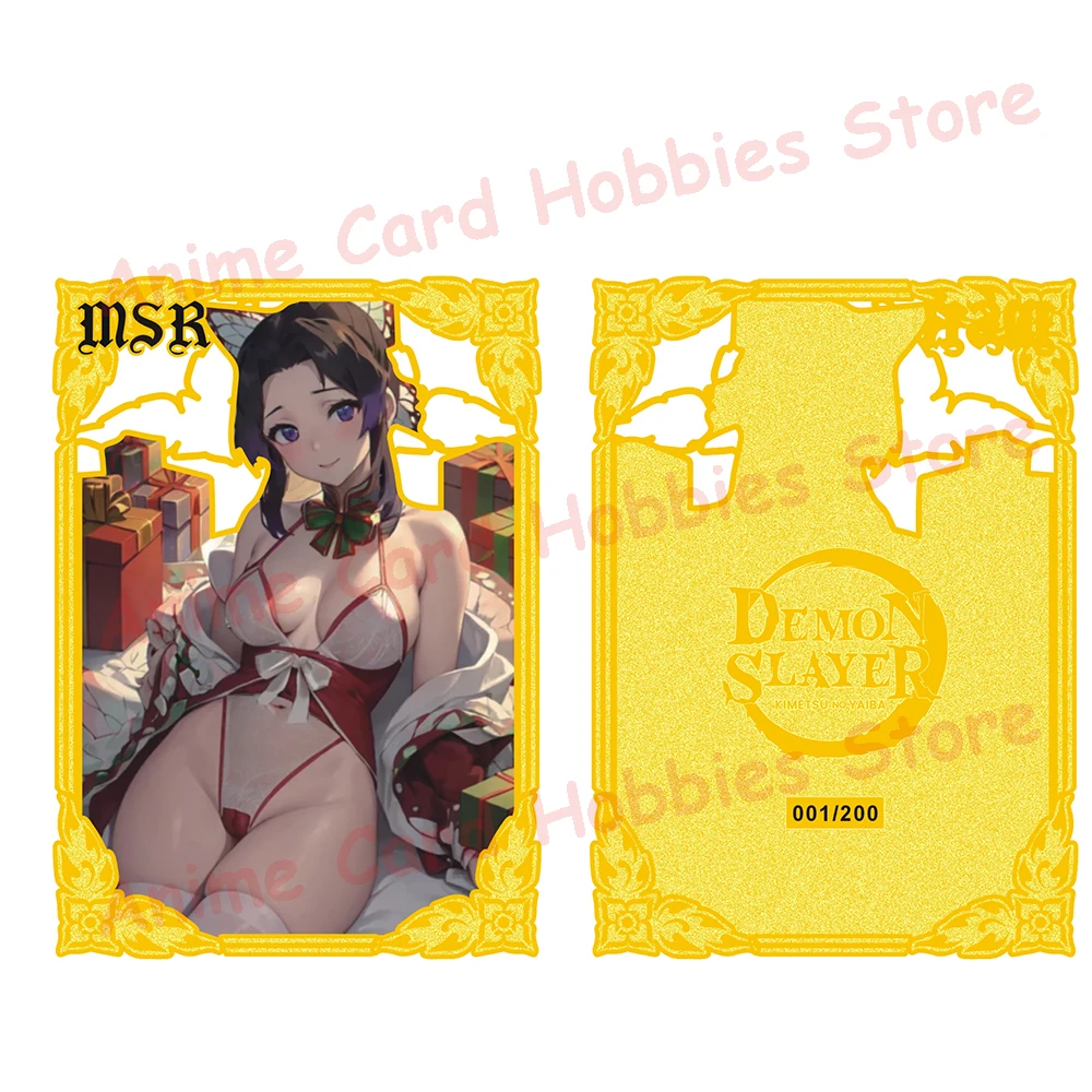 New Goddess Story MSR LSP Waifu Metal Card Tifa Lockhart Yor Gorger Makima Rem Power Anime Girl Bikini Metal Card Kids Toy Gift