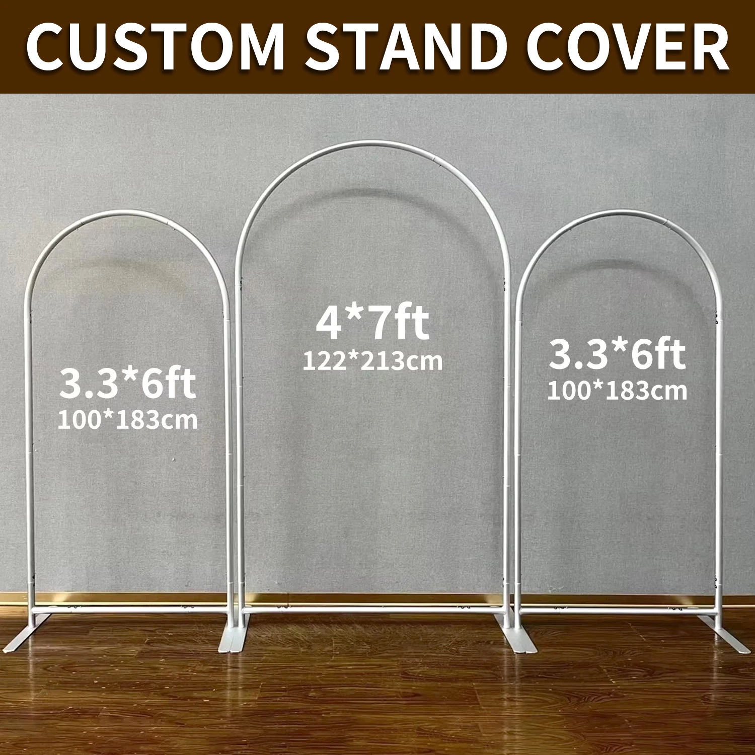 

3pcs Aluminium Arch Backdrop Stand Custom Cover for Wedding Festival Party Decoration Event Wall Shelf Photography Background