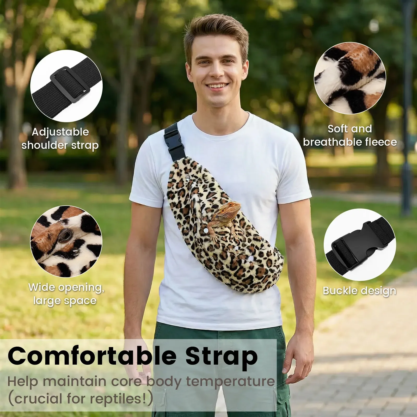 3 Piece Set Bearded Dragon Lizard Leash Harness Clothes Reptile Small Pet Backpack with Wings Adjustable Carrying Travel Bag view 3