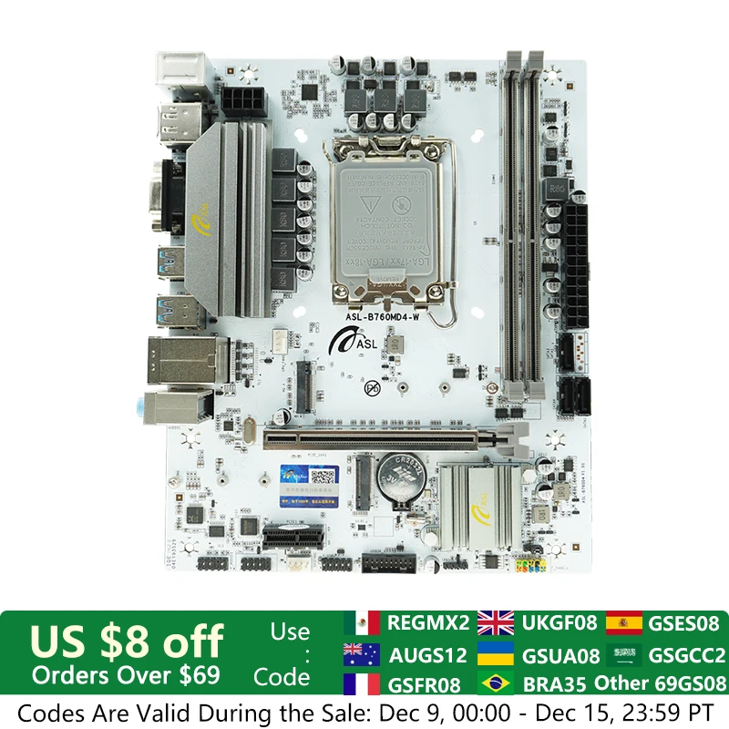 ASL B760M D4 M-ATX LGA 1700 Płyta główna Obsługa procesora Intel Core 12. 13. 14. generacji Gniazdo DDR4 M.2 PCI-E 4.0 USB 3.2 GbE LAN