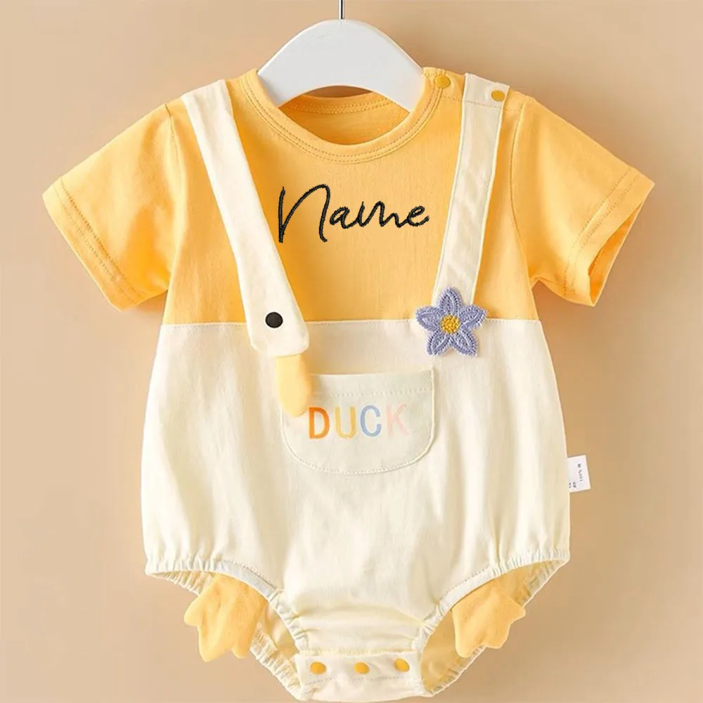 Personalized Custom Baby Summer Jumpsuit Super Cute And Stylish Short Sleeved Jumpsuit Embroidered Thin Summer Jumpsuit