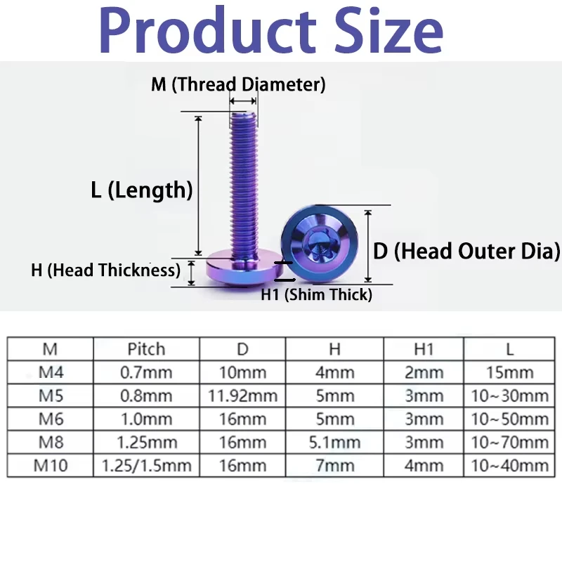 Truss Head Torx Screw Titanium Ti Bolt M4 M5 2Pcs For Part Modification Mechanical Upgrade Fastener Titanium Alloy