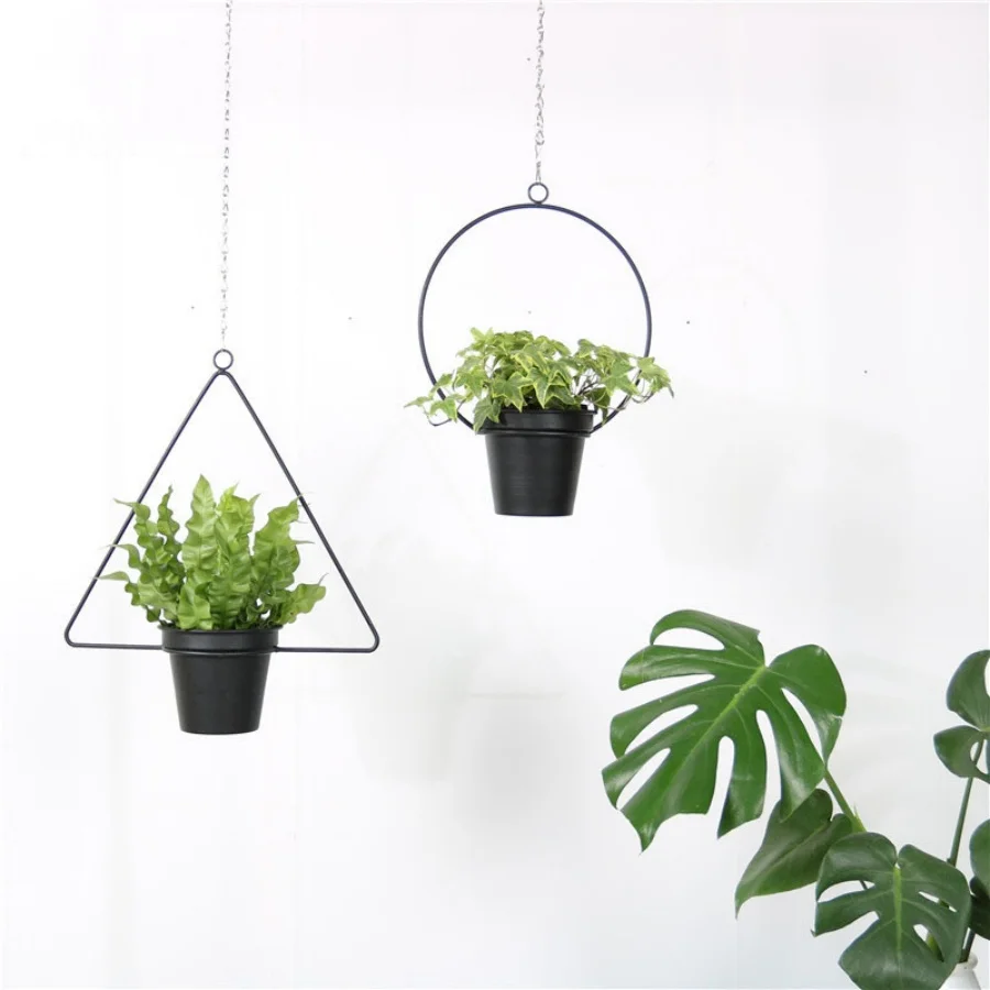 

Basket flower pot Nordic wind hanging type wrought iron creative hanging orchid green radish green plant ivy hanging hanging wal