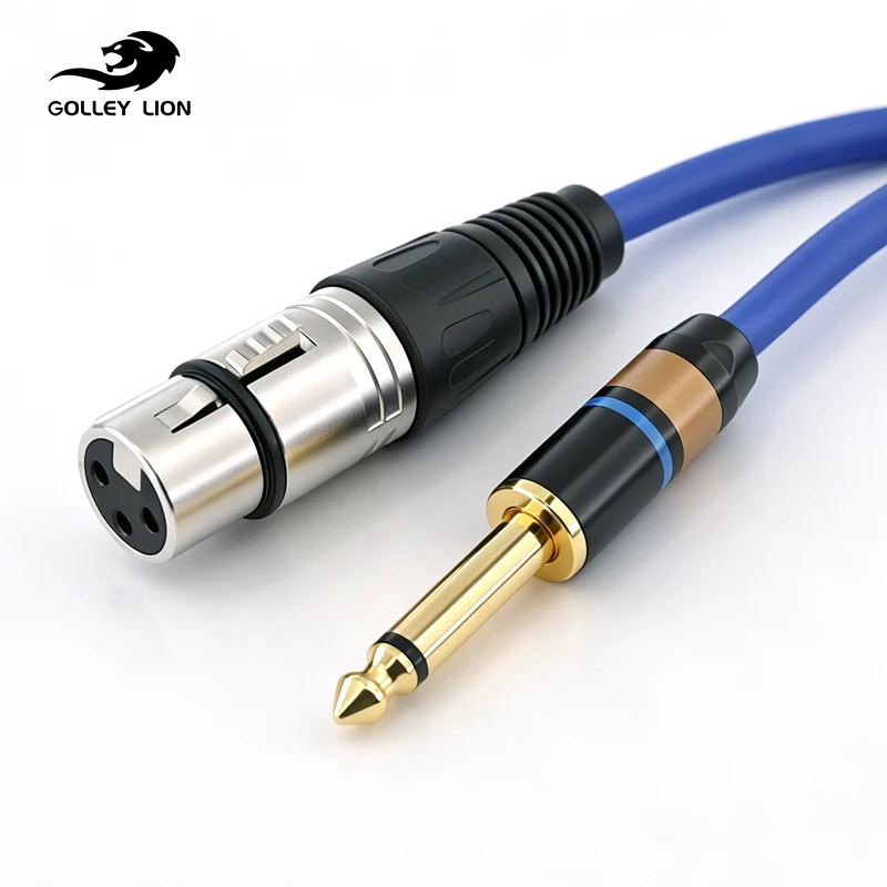 

GOLLEY LION XLR Female to 1/4 TS Cable, Oxygen-Free Copper, Gold-Plated TS 6.35mm Mono Jack Unbalanced Microphone Cable