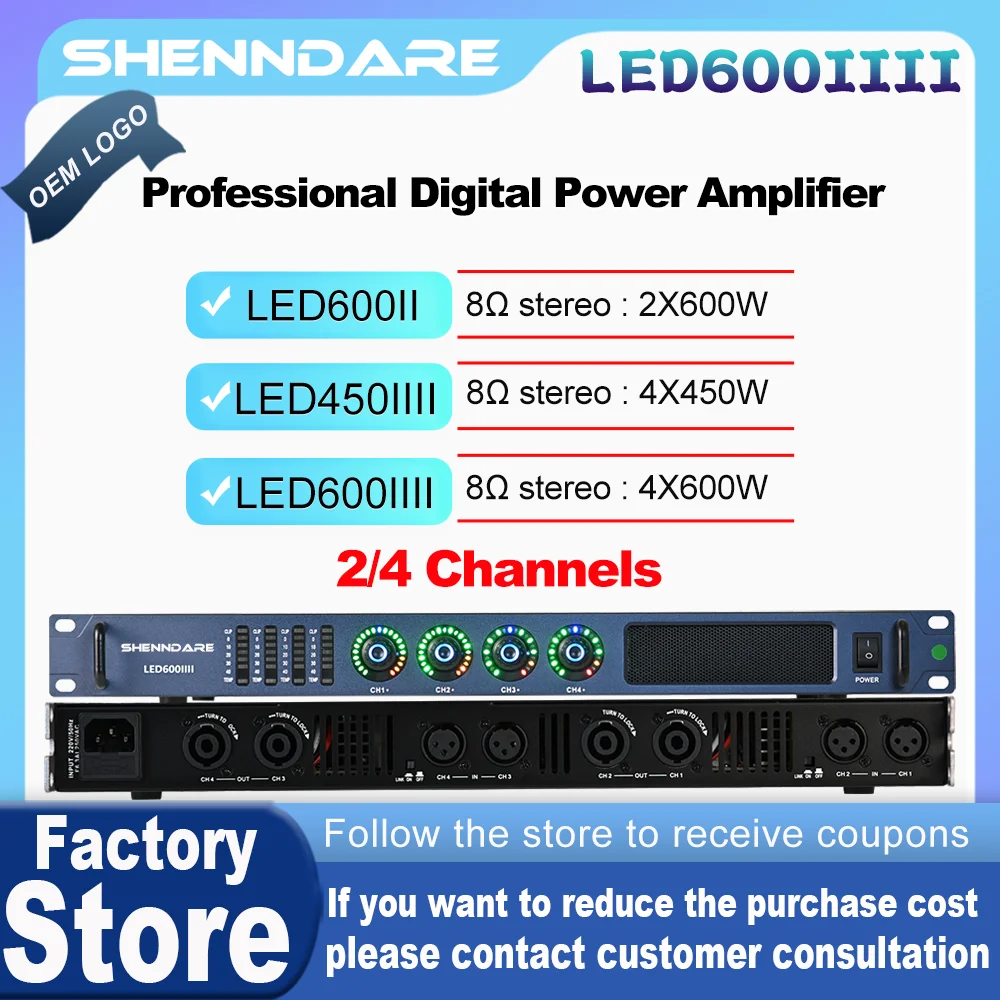 

Professional Digital Power Amplifier 4 Channel Preamplifier Audio DJ Speaker Subwoofer AMP Class D Linear Array Sound Amplifier
