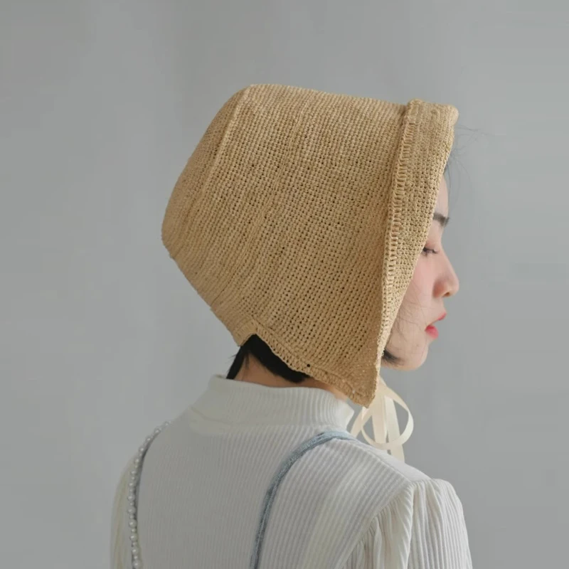 

Designer Classic Elegant Lolita Straw Hat for Sailing To The Seaside Sunshade Lafite Straw Hat for Women's Japanese Sunshade Hat