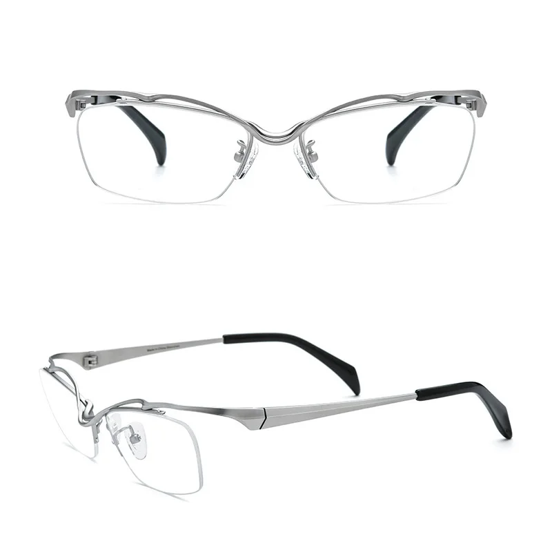 Belight Optical  Japan Sharp Design  Business Titanium Half Rimless Frame Men Prescription Eyeglasses  Eyewear 185762