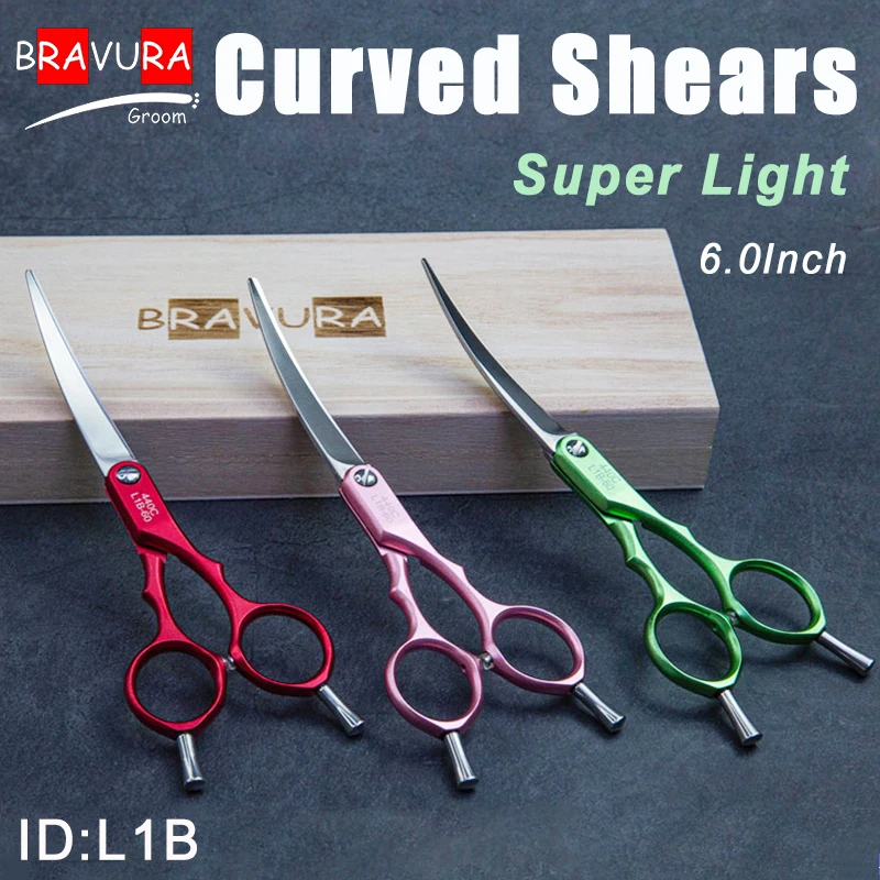 

Pet Grooming Super Light Curved Scissors Shears Professional Handmade 6inch for Cats&Dogs Trimming Cutting High Quality Groomer