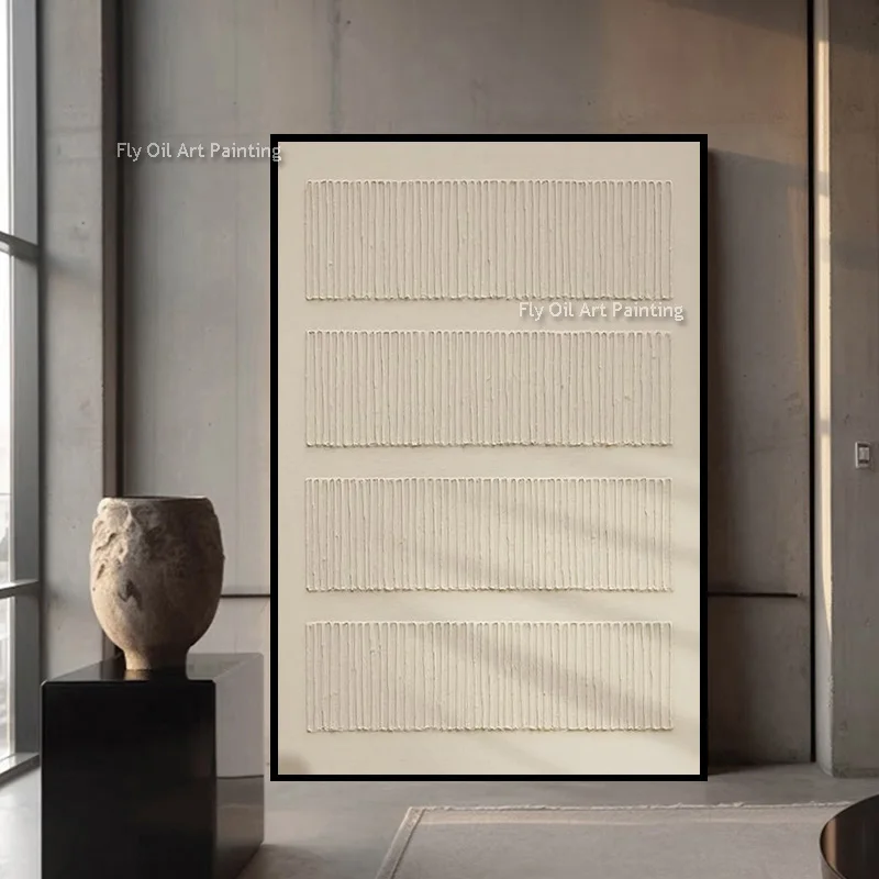 Handmade Thick Impasto Abstract Canvas, Mark Rothko Style, Hand‑Painted Beige Textured Oil Painting for Contemporary Wall Art
