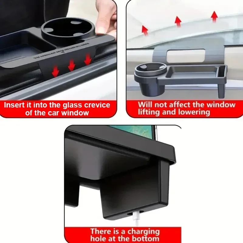 Car Cup Stand Phone Holder Mount Tray Side Door Window Storage Barrel Pocket Hanging Storage Rack with Auto Interior Accessories