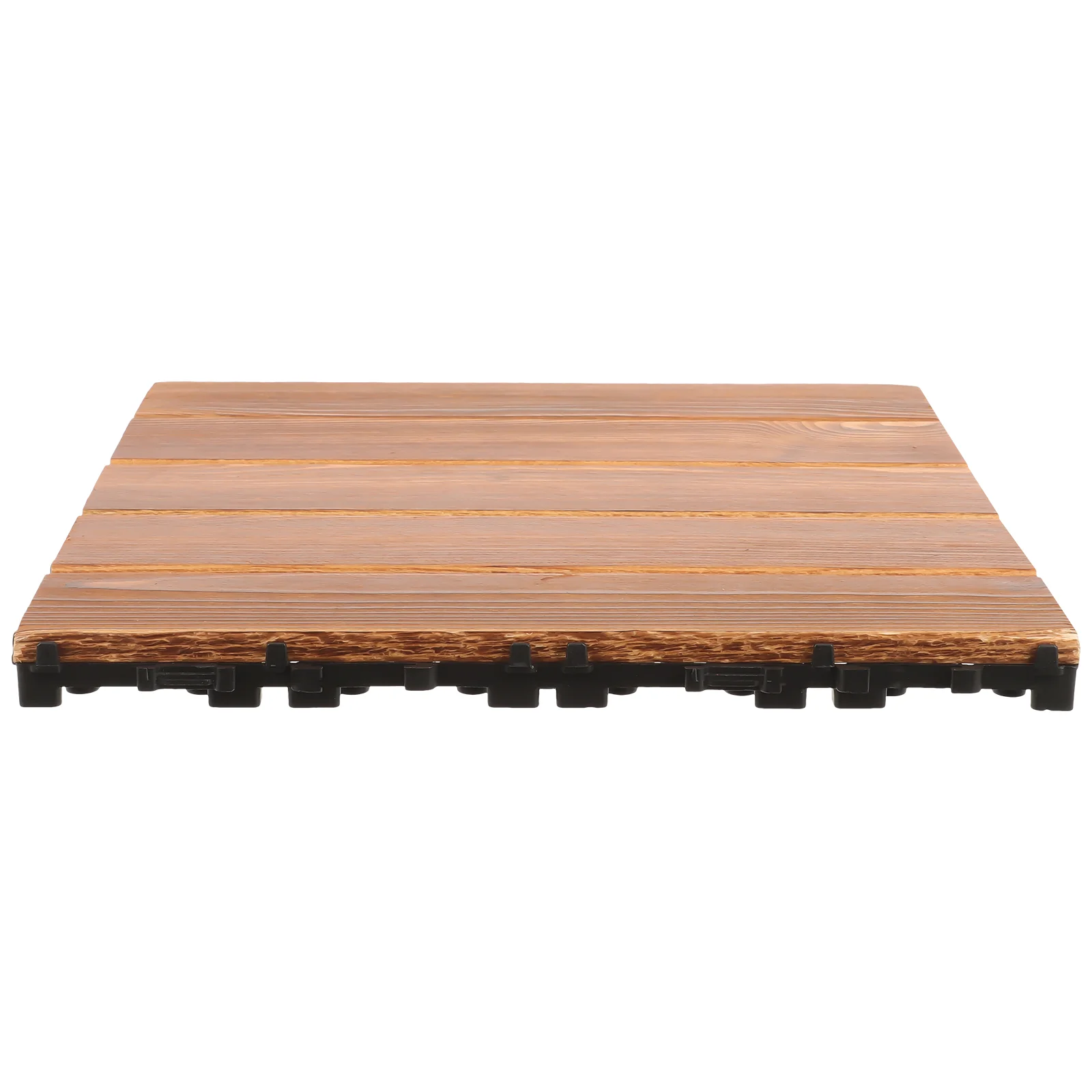 Carbonized Solid Wood Balcony Terrace Floor Tiles Patio Deck Brown Wooden Interlocking Outdoor All Weather