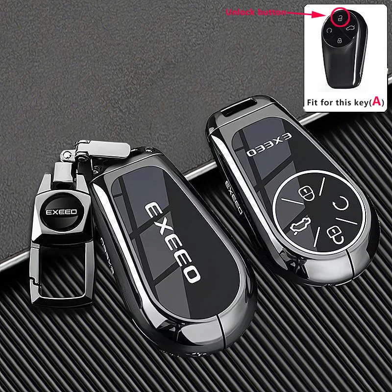 Zinc Alloy Car Key Case Cover for Chery Exeed Exlantix ET RX CDM VX LX TX TXL PHEV Keychain Ring Holder Fob Shell Accessories
