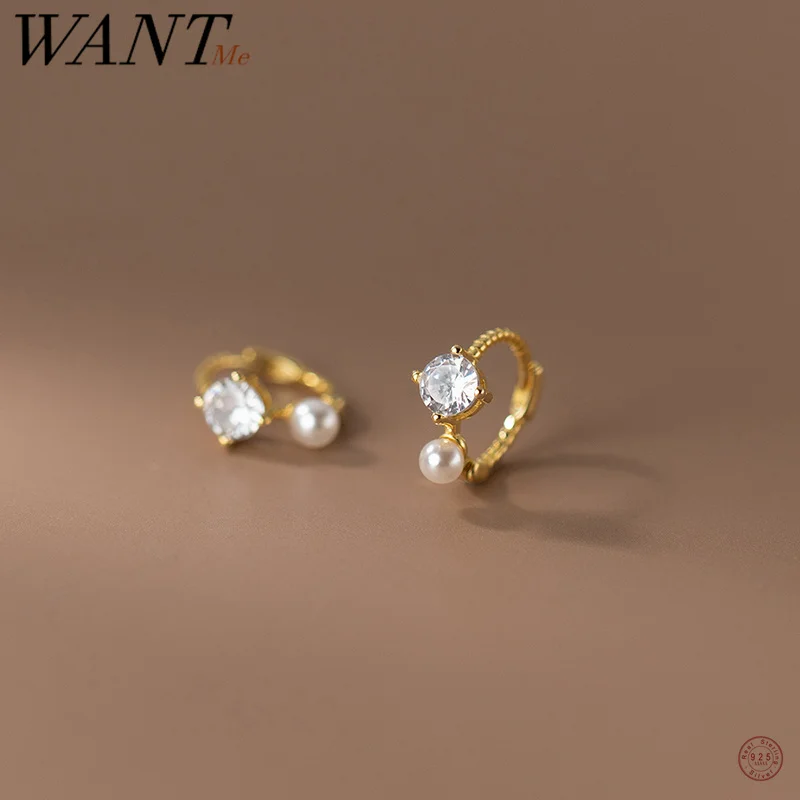 

Женские серьги-кольца WANTME из серебра 925 пробы, с цирконом
