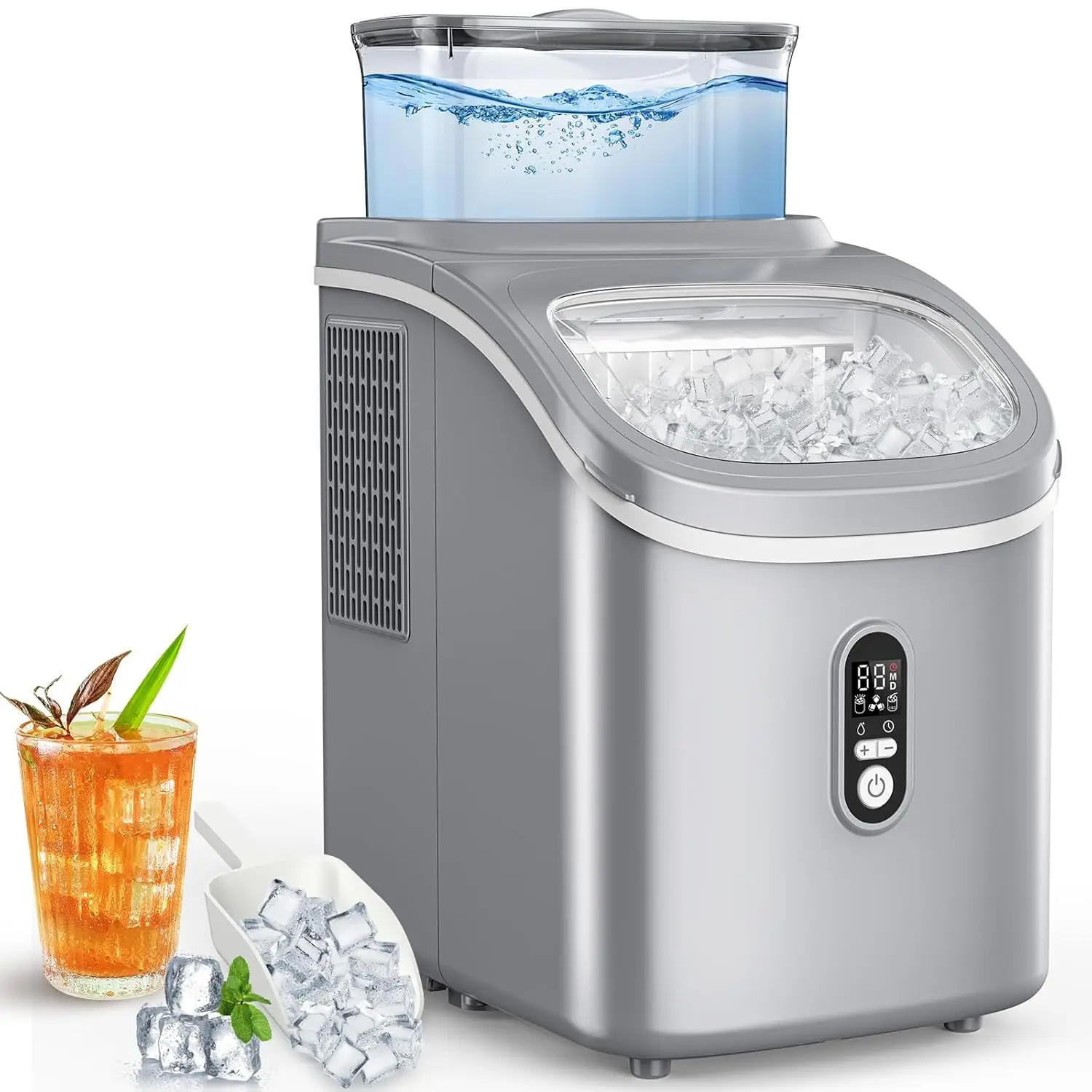 

Countertop Ice Maker, 30LBS/24H Portable Ice Machine with Top External Water Tank, Self-Cleaning Function, 16 pcs Ice Cub