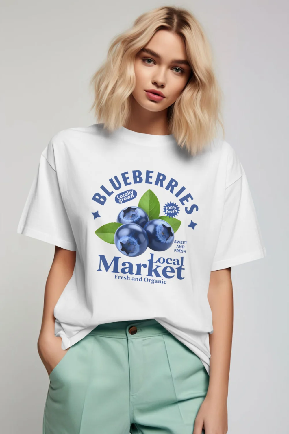 Blueberry Rodeo Graphic Tees Women Vintage Boho Country Music T Shirt Desert Cactus Cowgirl Cute Retro T-Shirt Tops