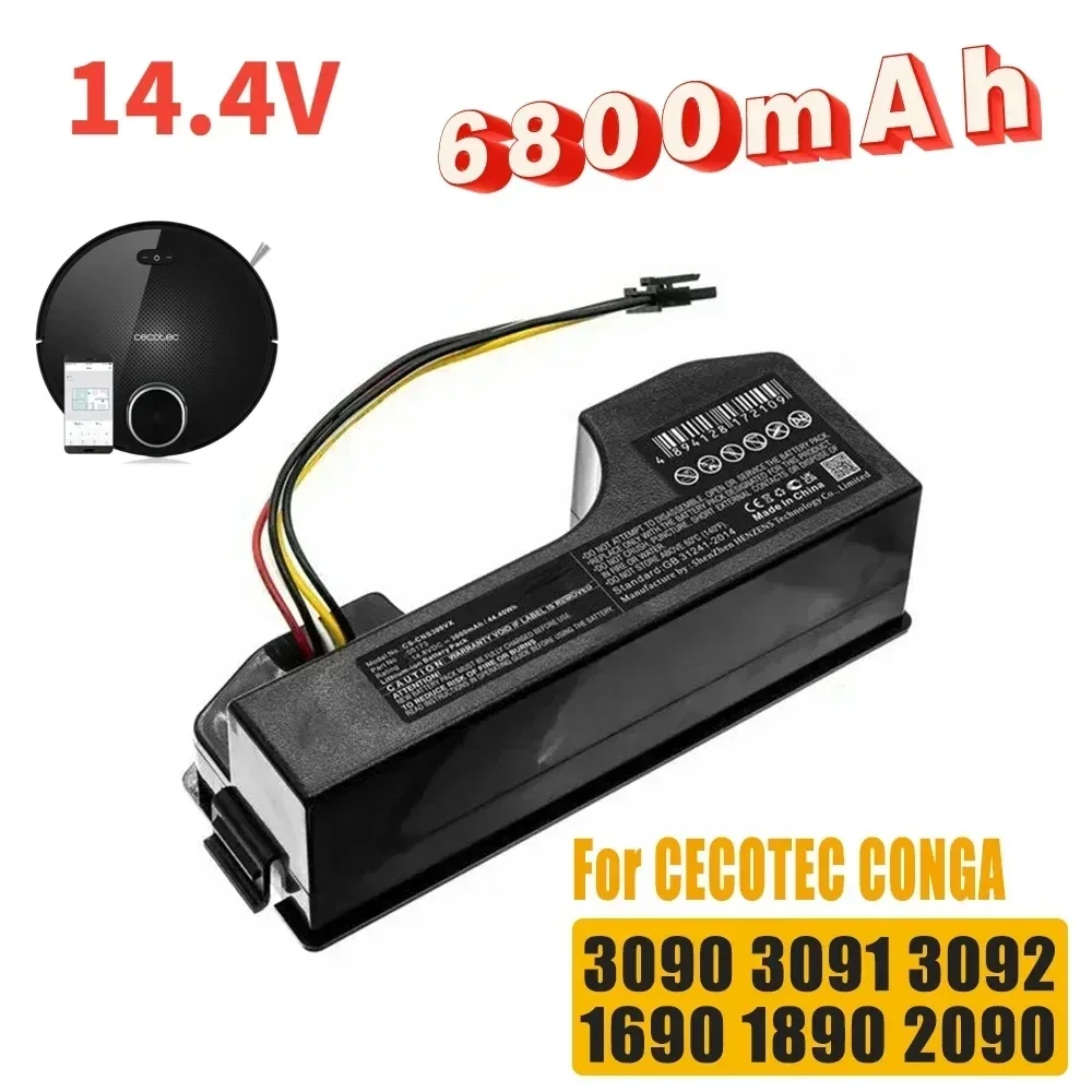 

6800mAh Conga 3090 Vacuum Cleaner Battery for Cecotec Conga 3090 3091 3092 Vacuum Cleaner Accessories Replacement 14.4V Li ion