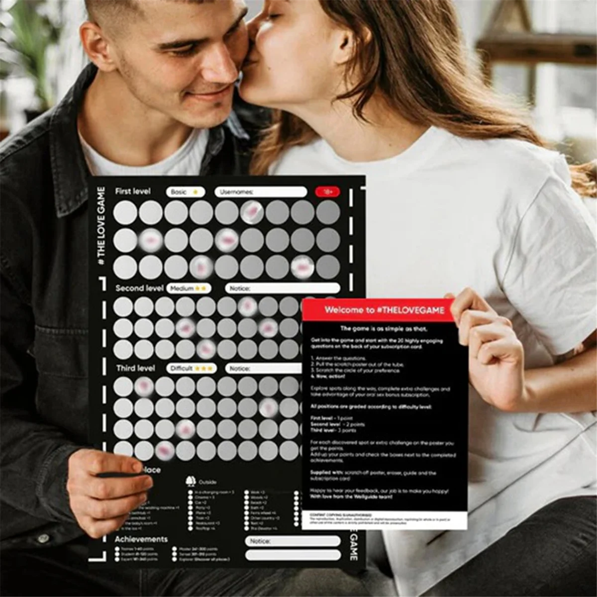 Das Liebesspiel Scratch-Off-Poster-Spiel für Paare Valentinstag Geschenke Wand plakat Geschenk für sie und für sie