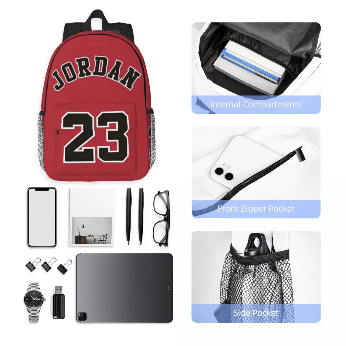 MJ Michael Jordan 23 Printed Lightweight Casual Schoolbag For School, Outdoor, Shopping, Office 15inch