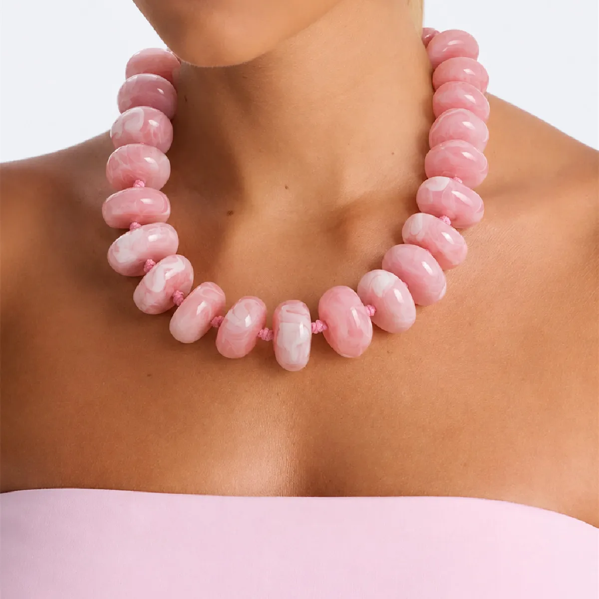 SHIXIN 12 Colors Boho Big Chunky Colorful Resin Disc Beaded Necklace for Women Vintage Adjustable Leather Wax Rope Chain Jewelry