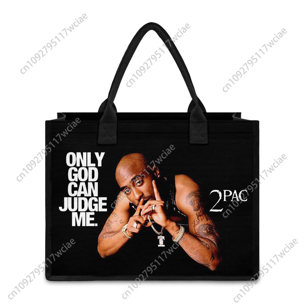 

Tupac Rapper 2PAC Custom Handbag Womens Canvas Bag Hip Hop Singer Personalized Tote Bag Shoulder Bag Travel Party Beach Gift