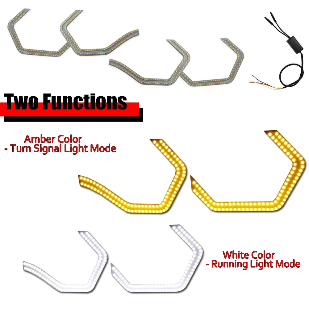 For BMW F30 F31 F32 F34 2 3 4 5 Series Headlight Retrofit Dual Color LED Angel Eye Kit W/Relay Wirings DRL Turn Signal Light