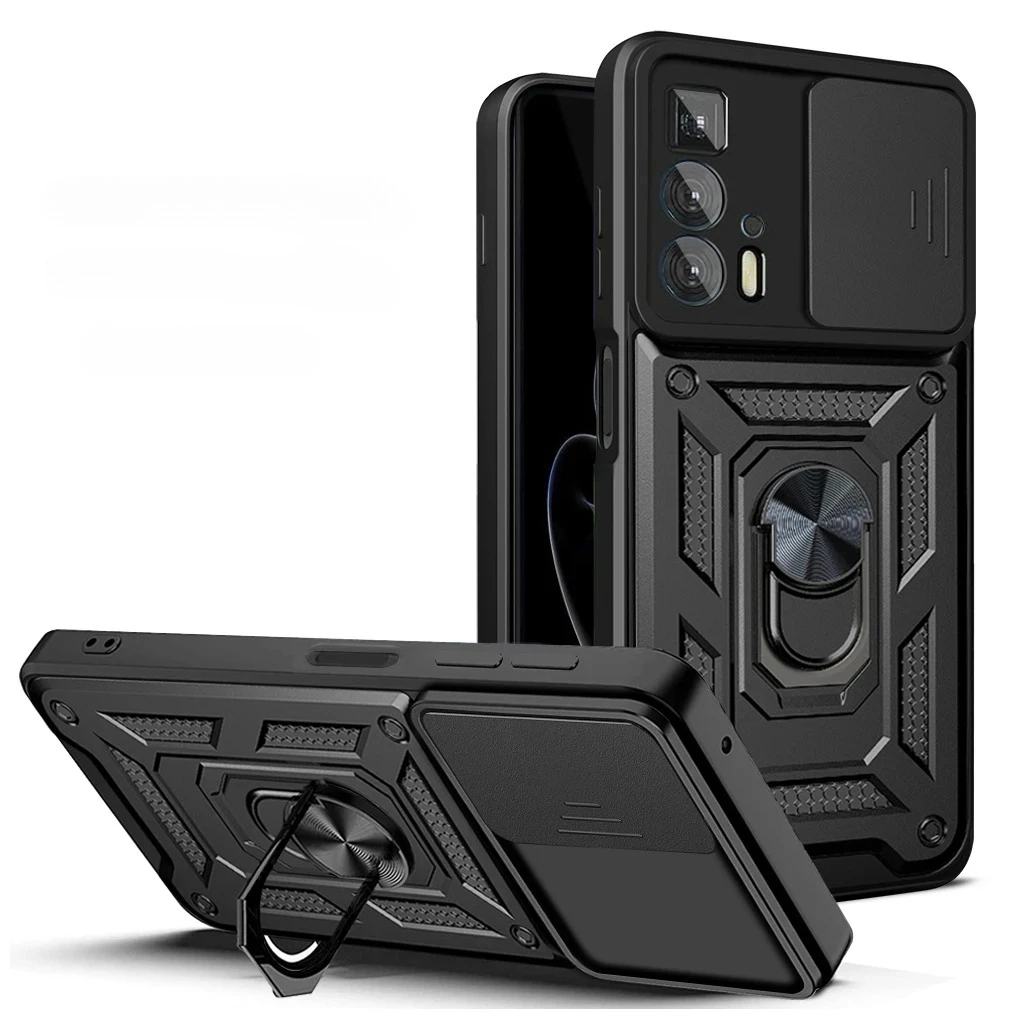Funda magnética a prueba de golpes para Moto Edge 30 Pro / Moto Edge 50 Fusion Funda Slide Cámara Protect Shell Kickstand Ring Cover