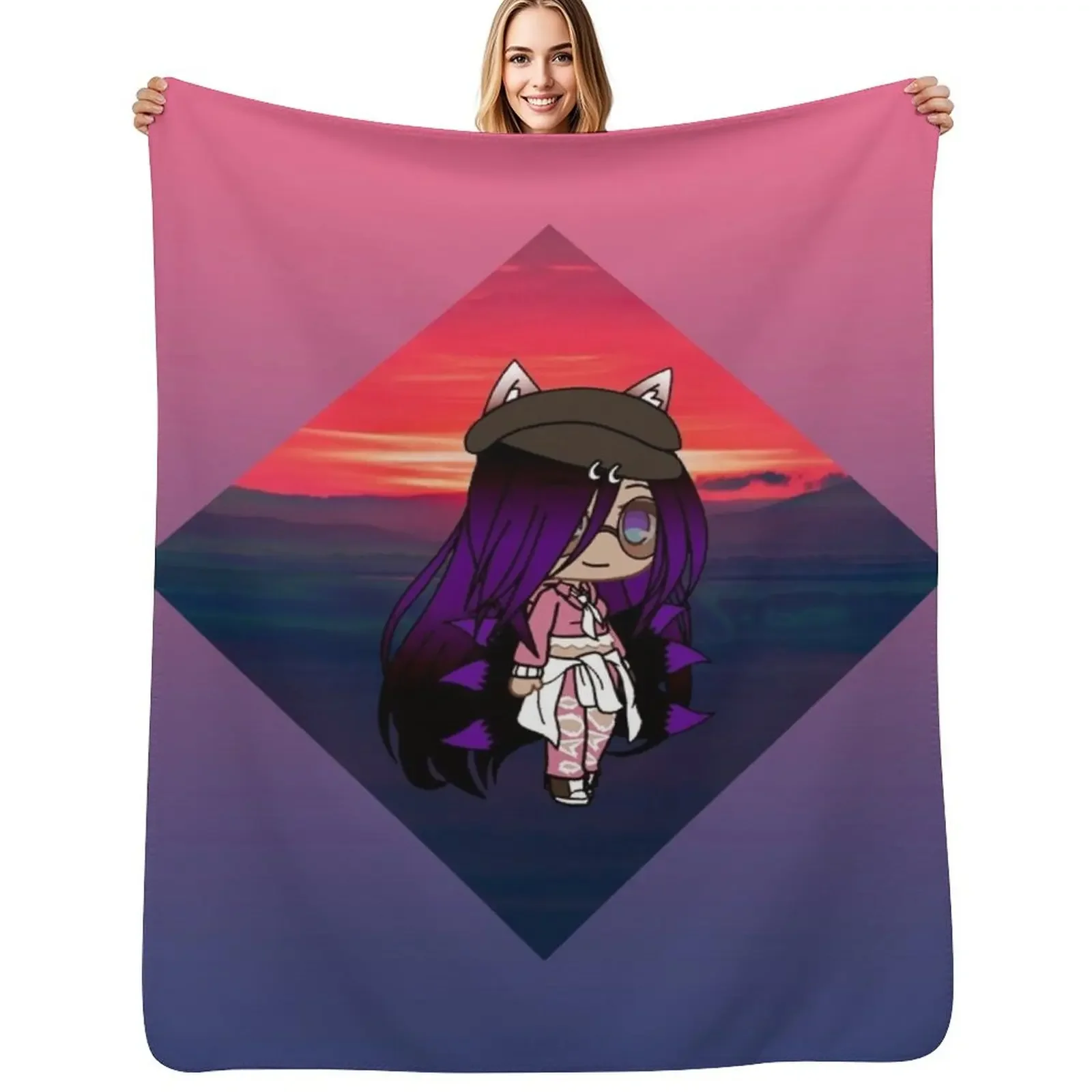 لطيف فتاة سلسلة Gacha - إيما رمي بطانية سرير جميل منقوشة أفكار هدايا عيد الحب بطانية