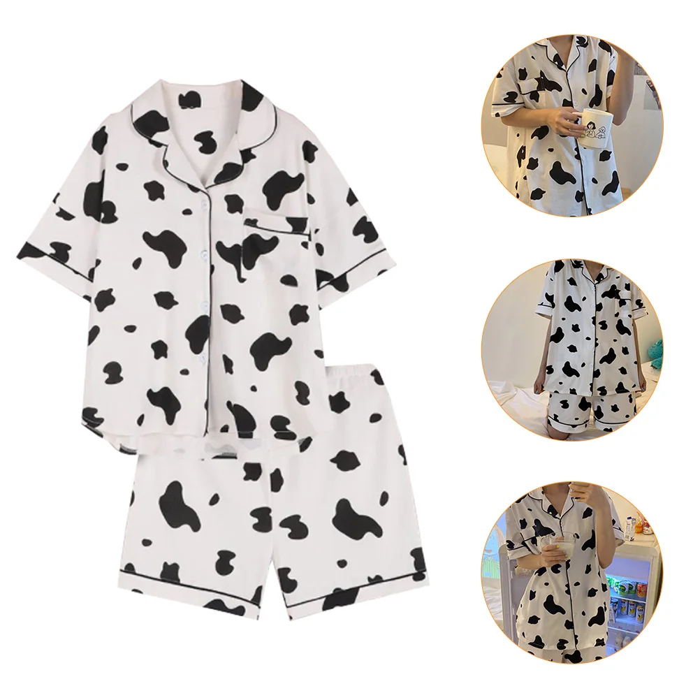 Pajamas for Men Cow Woman Nightgown Pattern Home Nighty Fashion Clothes Sleeping