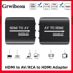 Adaptador de Audio y vídeo HDMI2AV, convertidor de 1080P compatible con HDMI a RCA AV, compatible con NTSC con Cable USB para TV BOX