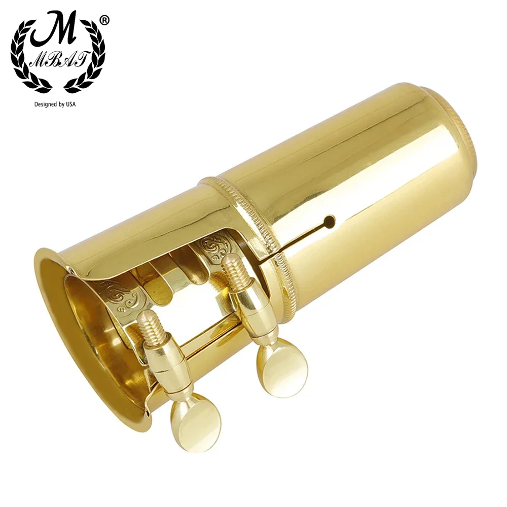 M MBAT Double Screws Adjust Metal Carved Alto Tenor Saxophone Sax Mouthpiece Ligature Clip And Mouthpiece Cap