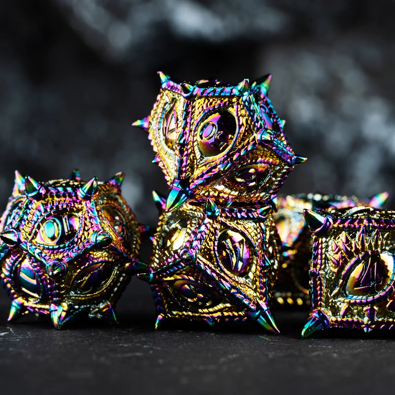

Dazzling Metal Dice Set polyhedral metal dice D&D RPG dice for Dungeons and Dragons DND Metal Dice Table Game Dragon's Eye Dice