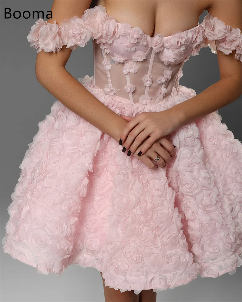 Booma eleganckie suknie wieczorowe-line formalne sukienki na przyjęcie dla kobiet Off The Shoulder 3D kwiaty suknia wieczorowa dostosuj